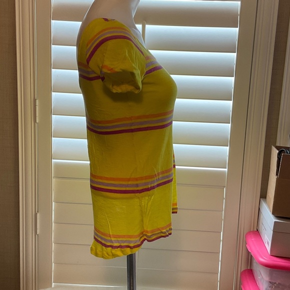 Splendid Yellow and Purple Striped Short Sleeve Top - Picture 2 of 7